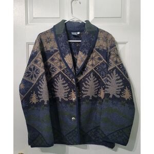 Ivy Tapestry Jacket Large Woodland Tree Print Southwestern Cabin Core Blazer
